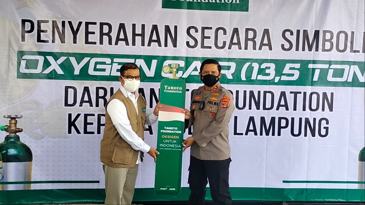 13,5 Ton Oksigen Kembali Disalurkan Swasta Melalui Polda Lampung