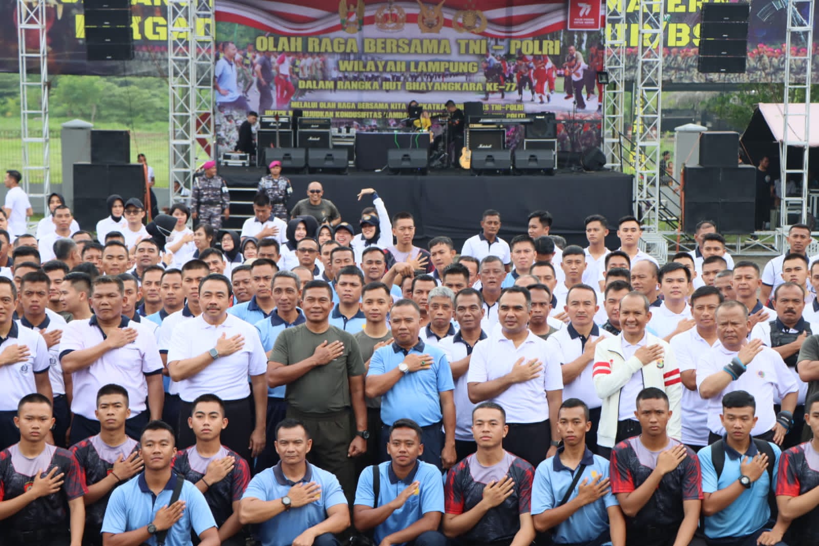 Polda Lampung Gelar Olahraga Bersama Sinergitas TNI – Polri Menyambut Hari Bhayangkara Ke -77